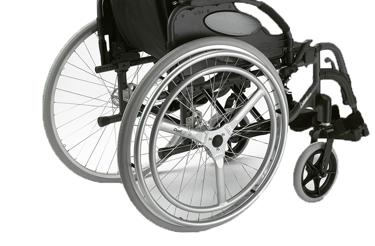 Double main courante pour fauteuil roulant